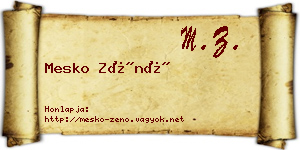 Mesko Zénó névjegykártya
